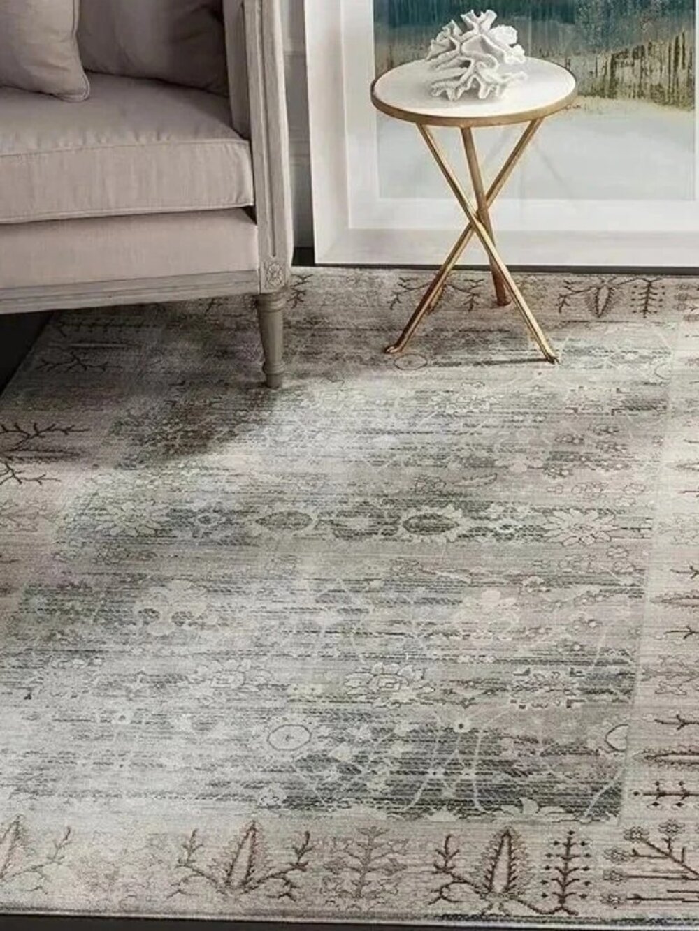 SAFAVIEH Valencia Collection Area Rug 3' x 2' Dark Gray & Light Gray Boho Chic